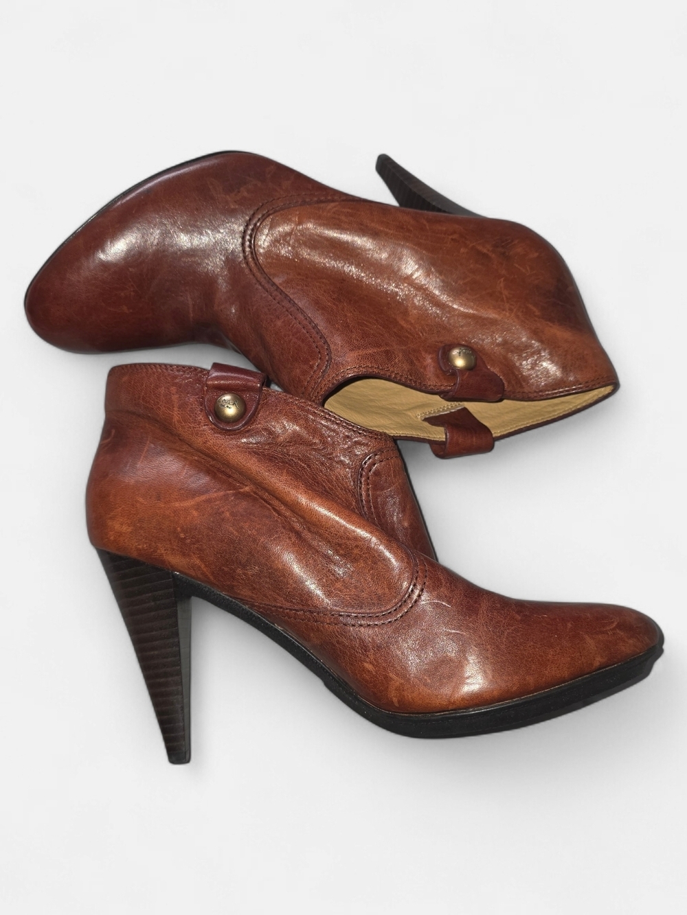 Coach Leather Ankle Booties with Strap Accent - Picture 2 of 4